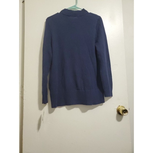 Karen Scott Mock Neck Long Sleeve Tight Knit Blue Sweater Size M - Picture 4 of 4